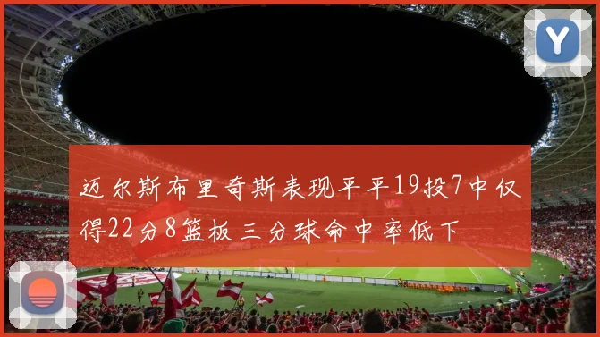 迈尔斯布里奇斯表现平平19投7中仅得22分8篮板三分球命中率低下